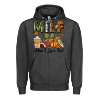 Charcoal Heather Milf Man I Love Fall Zipper Hoodie - texasbilliewilder
