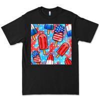 Black 4th of july popsicle seamless pattern Premium Tee - BundleAndBundleShop