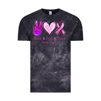 Cloud Black Peace love cure Breast Cancer Vintage Tee - NancyCooperArtShop