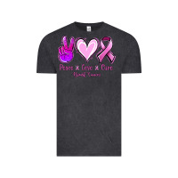 Vintage Black Peace love cure Breast Cancer Vintage Tee - NancyCooperArtShop