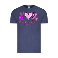 Vintage Denim Peace love cure Breast Cancer Vintage Tee - NancyCooperArtShop