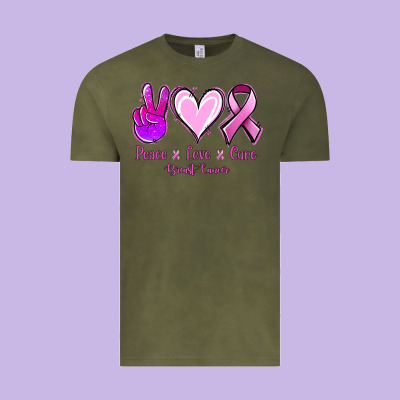 Peace Love Cure Breast Cancer Vintage Tee Designed By Nancycooperartshop
