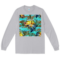 Moon Dust Lake Fish And Reeds With Leopard Seamless Pattern Bbs Long Sleeve Tee - BundleAndBundleShop