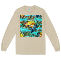 Mushroom Lake Fish And Reeds With Leopard Seamless Pattern Bbs Long Sleeve Tee - BundleAndBundleShop