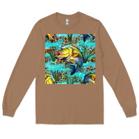 Toasted Coconut Lake Fish And Reeds With Leopard Seamless Pattern Bbs Long Sleeve Tee - BundleAndBundleShop