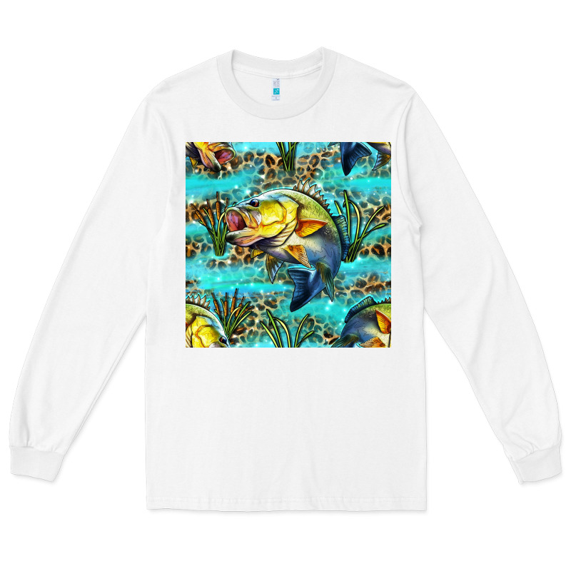 Lake Fish And Reeds With Leopard Seamless Pattern Bbs Long Sleeve Tee by BundleAndBundleShop | Teevron