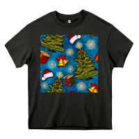 Asphalt christmas trees and bells seamless pattern Heavy Core Tee - BundleAndBundleShop