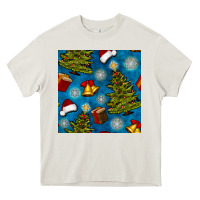 Cream christmas trees and bells seamless pattern Heavy Core Tee - BundleAndBundleShop