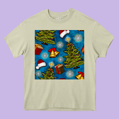 Christmas Trees And Bells Seamless Pattern Heavy Core Tee Designed By Bundleandbundleshop
