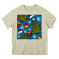 Mossy christmas trees and bells seamless pattern Heavy Core Tee - BundleAndBundleShop