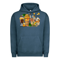 Pigment Midnight Navy Honey Bee Coffee Cups Urban Hoodie - FaDigitalArtStudio