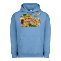 Pigment Pebble Blue Honey Bee Coffee Cups Urban Hoodie - FaDigitalArtStudio
