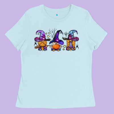 Witch Gnomes Halloween Ladies Tee Designed By Bundleandbundleshop