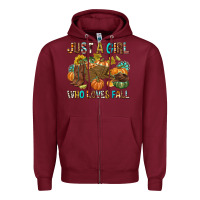 Burgundy Just a Girl Who Loves Fall Zipper Hoodie - texasbilliewilder