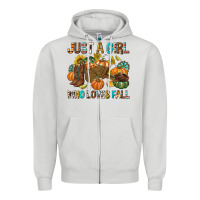 Dove Grey Just a Girl Who Loves Fall Zipper Hoodie - texasbilliewilder