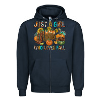 Navy Just a Girl Who Loves Fall Zipper Hoodie - texasbilliewilder