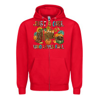 Red Just a Girl Who Loves Fall Zipper Hoodie - texasbilliewilder