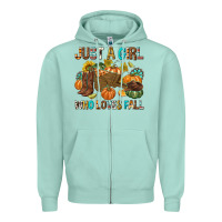 Seafoam Just a Girl Who Loves Fall Zipper Hoodie - texasbilliewilder