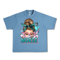 Pebble Blue nurse life messy bun Urban Heavy Tee - NancyCooperArtShop