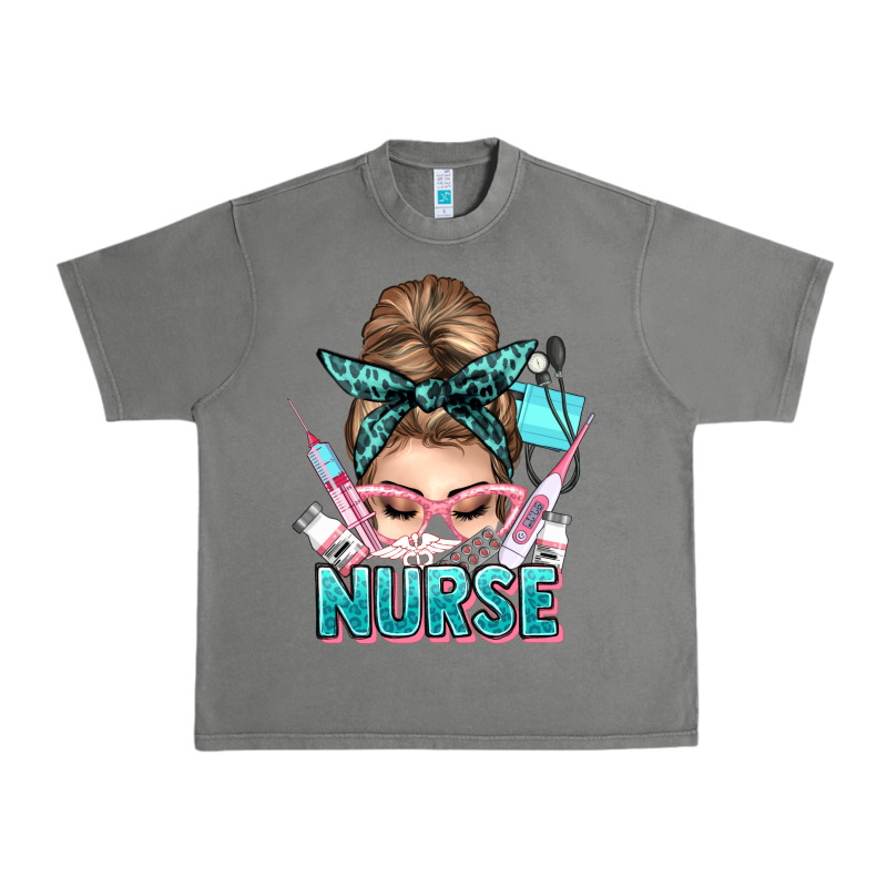 Nurse Life Messy Bun Urban Heavy Tee by NancyCooperArtShop | Teevron