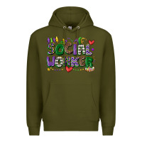 Army Green social worker mardi gras cowgirl Premium Hoodie - CowGirlArtShop