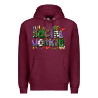 Burgundy social worker mardi gras cowgirl Premium Hoodie - CowGirlArtShop