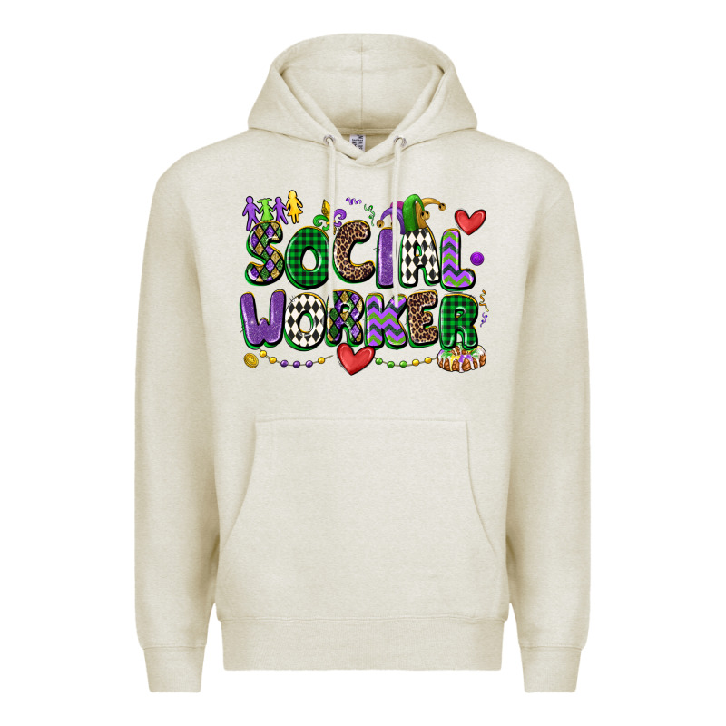 Social Worker Mardi Gras Cowgirl Premium Hoodie by CowGirlArtShop | Teevron