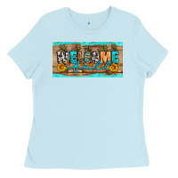Baby Blue Welcome Fall Ladies Tee - Artiststas
