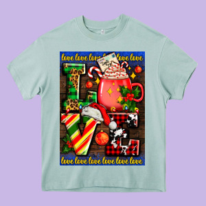 Love Coffee Cup Christmas Heavy Core Tee Designed By Adodesignshop