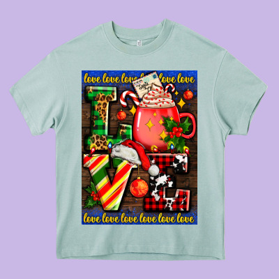 Love Coffee Cup Christmas Heavy Core Tee Designed By Adodesignshop