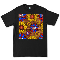 Black usa sunflower seamless pattern Premium Tee - BundleAndBundleShop