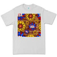 Dove Grey usa sunflower seamless pattern Premium Tee - BundleAndBundleShop