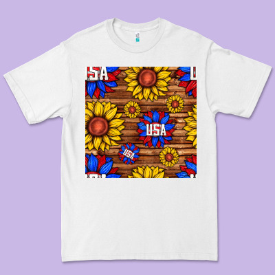 Usa Sunflower Seamless Pattern Premium Tee Designed By Bundleandbundleshop