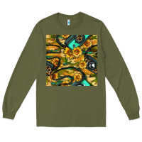 Army Green Leopard Digital Camera And Sunflowers With Camouflage Seamless Pattern Long Sleeve Tee - BundleAndBundleShop