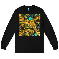 Black Leopard Digital Camera And Sunflowers With Camouflage Seamless Pattern Long Sleeve Tee - BundleAndBundleShop
