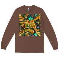 Chestnut Leopard Digital Camera And Sunflowers With Camouflage Seamless Pattern Long Sleeve Tee - BundleAndBundleShop