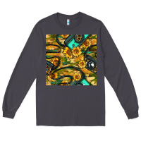 Smoke Leopard Digital Camera And Sunflowers With Camouflage Seamless Pattern Long Sleeve Tee - BundleAndBundleShop