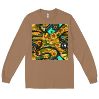 Toasted Coconut Leopard Digital Camera And Sunflowers With Camouflage Seamless Pattern Long Sleeve Tee - BundleAndBundleShop