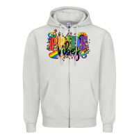 Dove Grey Pride vibes Zipper Hoodie - NancyCooperArtShop