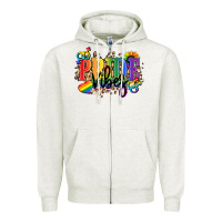Oatmeal Heather Pride vibes Zipper Hoodie - NancyCooperArtShop