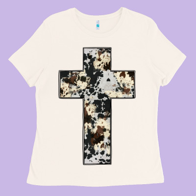 Cowhide Cross Ladies Tee Designed By Jahusdesignshop