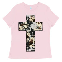 Bubblegum Pink cowhide cross Ladies Tee - JahusDesignShop