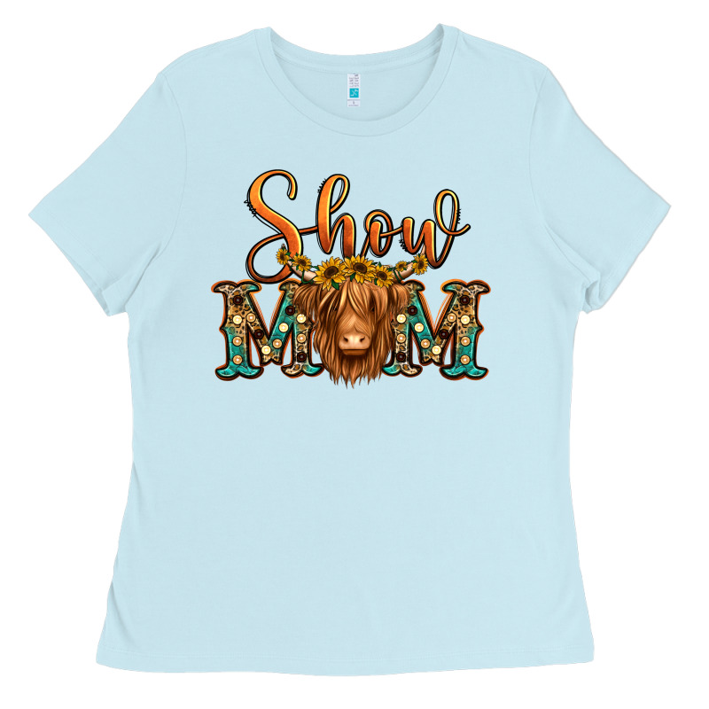 Show Mom Long Haired Cow Ladies Tee by Jasminsmagicworld | Teevron