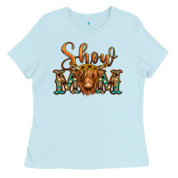 Baby Blue show mom long haired cow Ladies Tee - Jasminsmagicworld