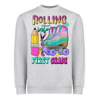 Heather Grey rolling into first grade Heavyweight Sweatshirt - BundleAndBundleShop