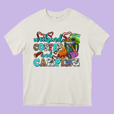 Weekend Coffee And Camping Heavy Core Tee Designed By Adodesignshop