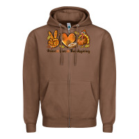Chestnut Peace Love Thanksgiving Zipper Hoodie - texasbilliewilder