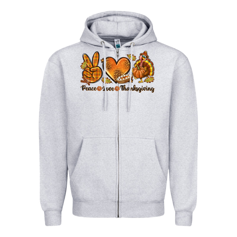Peace Love Thanksgiving Zipper Hoodie by texasbilliewilder | Teevron