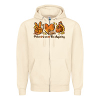 Sandshell Peace Love Thanksgiving Zipper Hoodie - texasbilliewilder