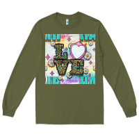 Army Green Leopard Love Hair And Mirror With Daisy Seamless Pattern Bbs Long Sleeve Tee - BundleAndBundleShop
